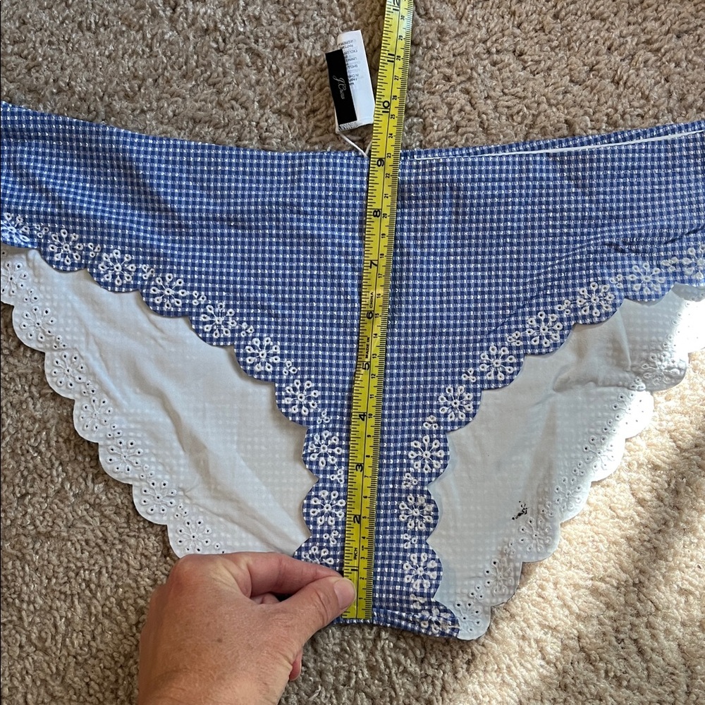 J.Crew Scalloped Bikini Bottom Blue Gingham Medium NWT - Picture 9 of 12